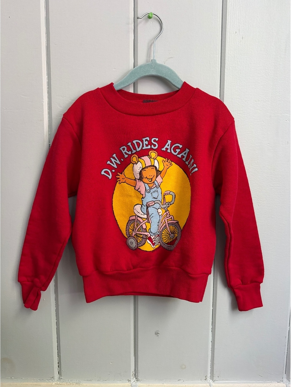 Vintage 1996 D.W. Rides Again Arthur Red Kids Sweatshirt Size 4 90’s